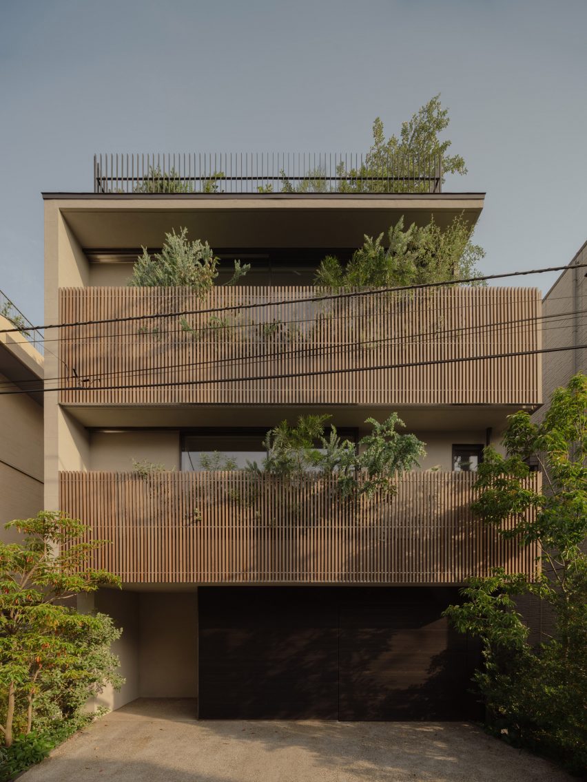 wooden louvres on tokyo home