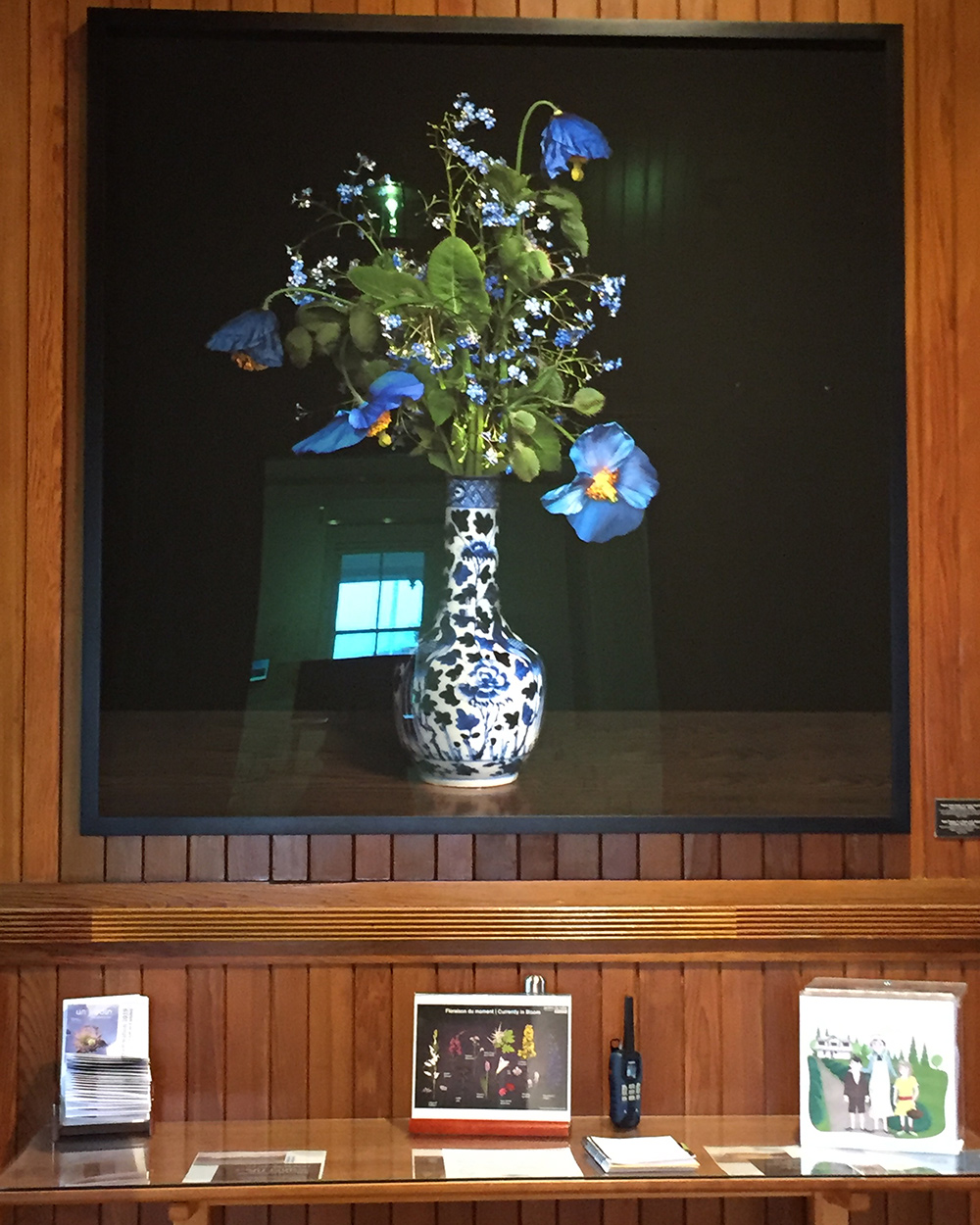 digital painting of blue poppy flowers in vase