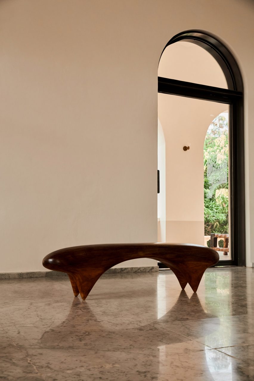 bench by estelle yomeda from design in west africa exhibition at palais de lomé