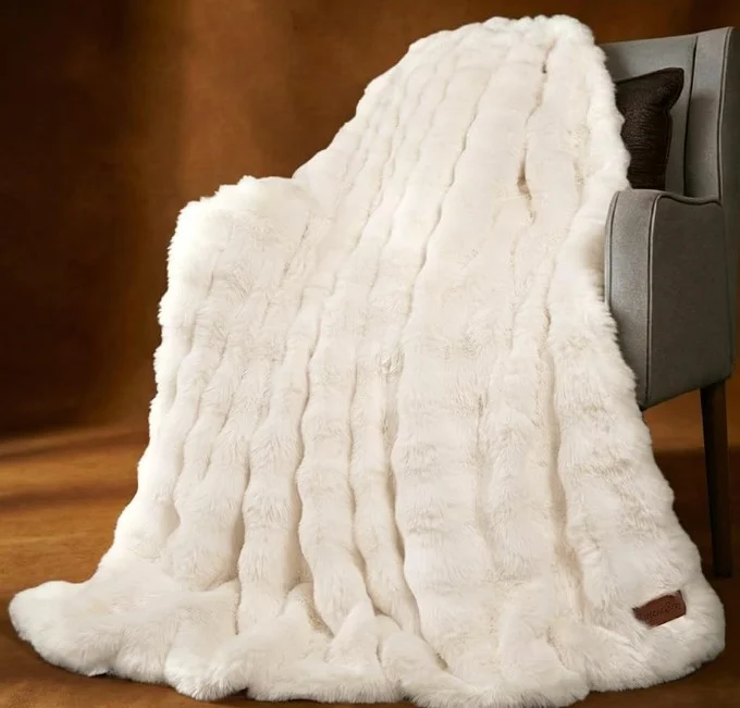 fluffy off white blanket