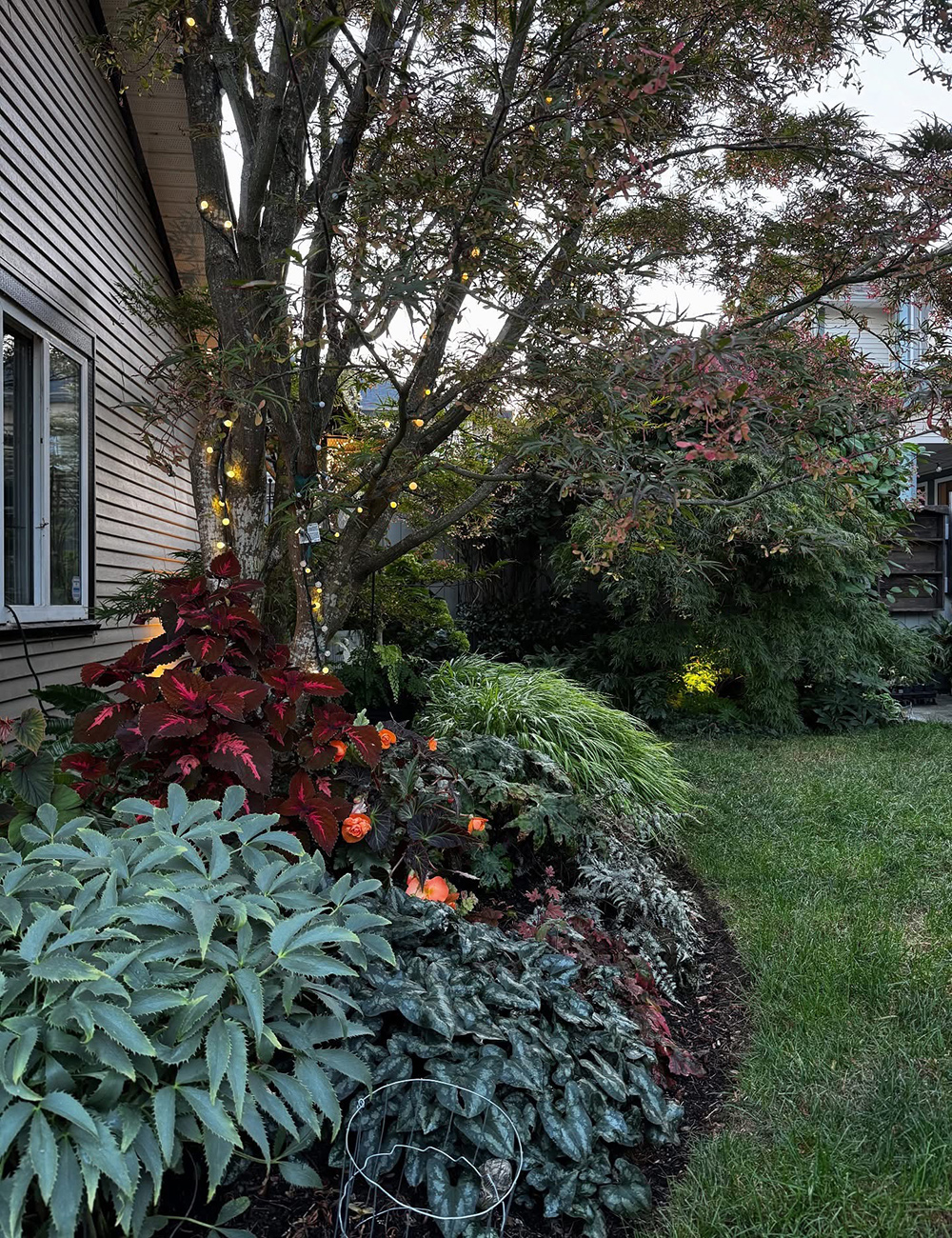 small perennial garden in fall