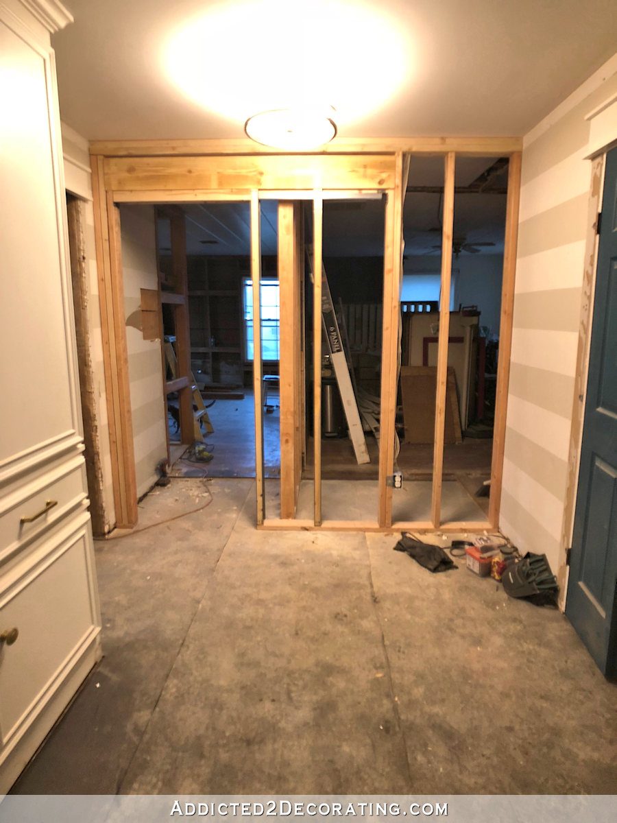 hallway with new wall built