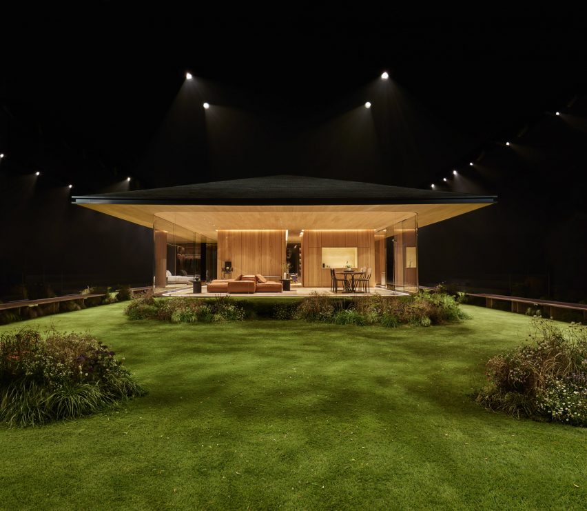 manicured lawn used as the set for the louis vuitton show