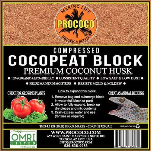 how to grow stromanthe triostar prayer plants 16 a close up square image of the packaging of prococo compressed cocopeat block premium coconut husk.