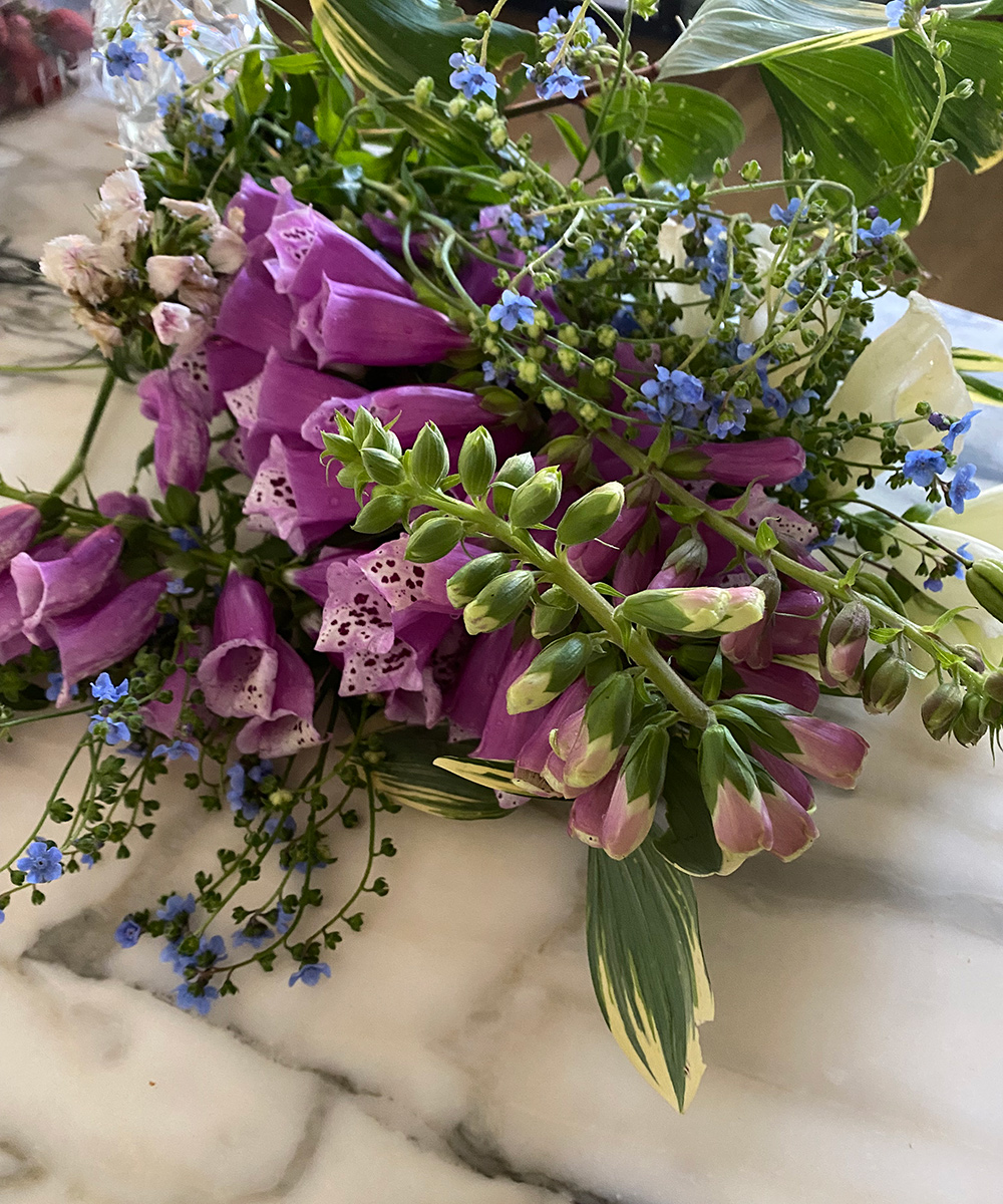 cut flowers on table