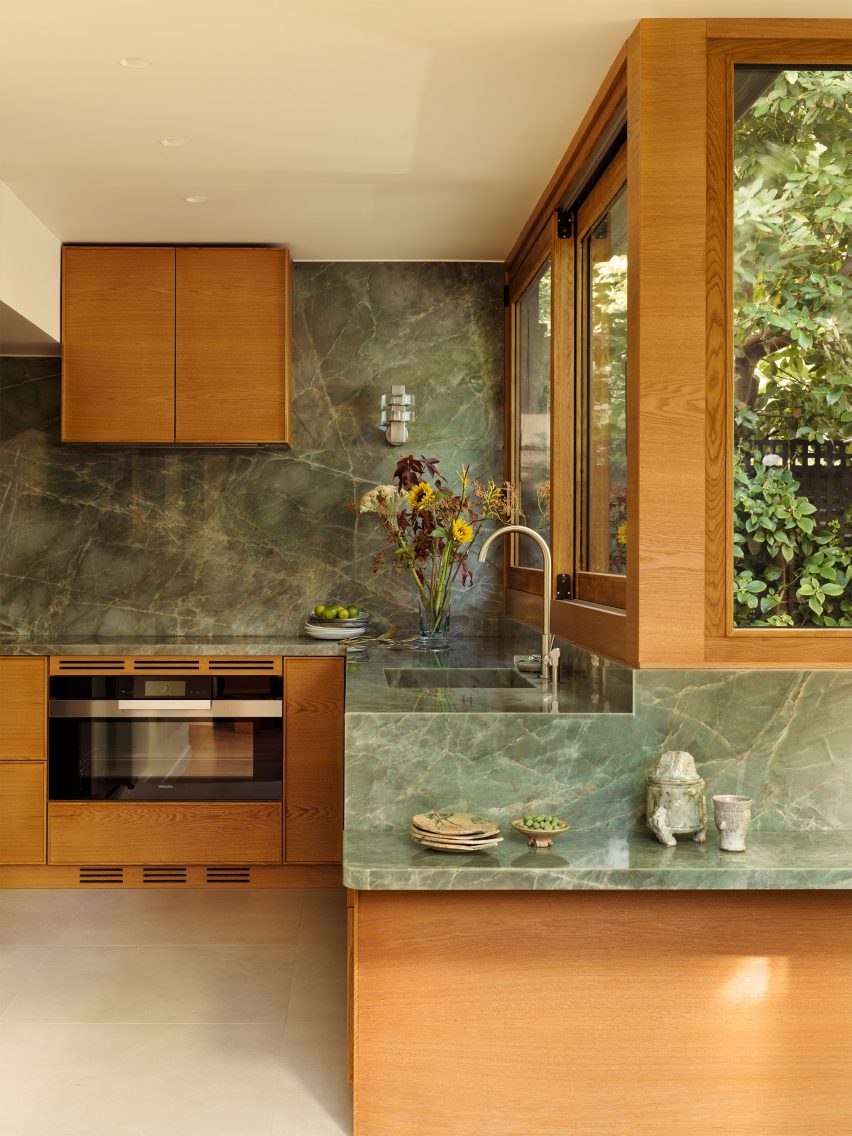 kitchen with quartzite countertops