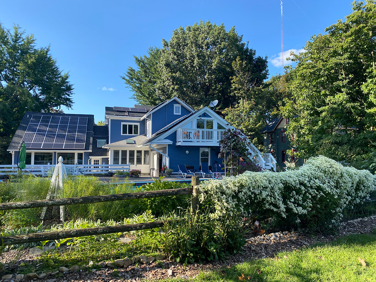 fenced garden in august