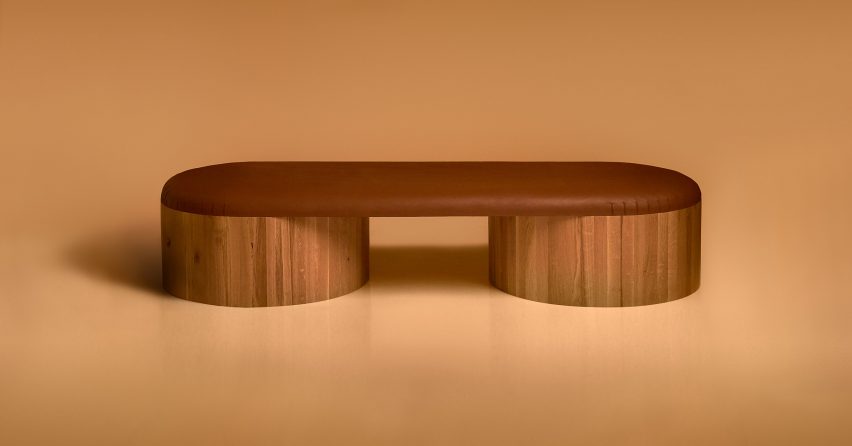 front view of column ii bench by joe doucet for oublier