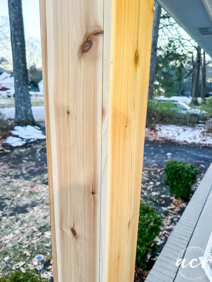 old column fully wrapped with cedar