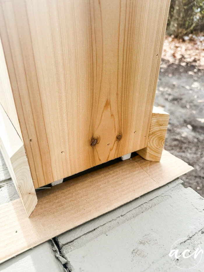 cedar column at bottom showing spacing