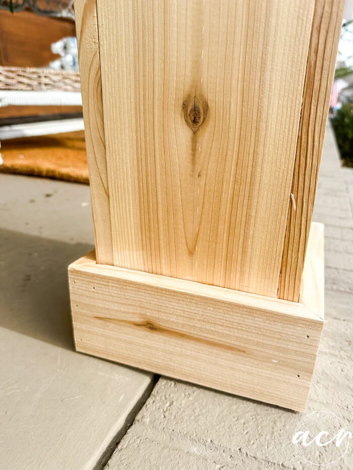 new cedar trim at bottom with space