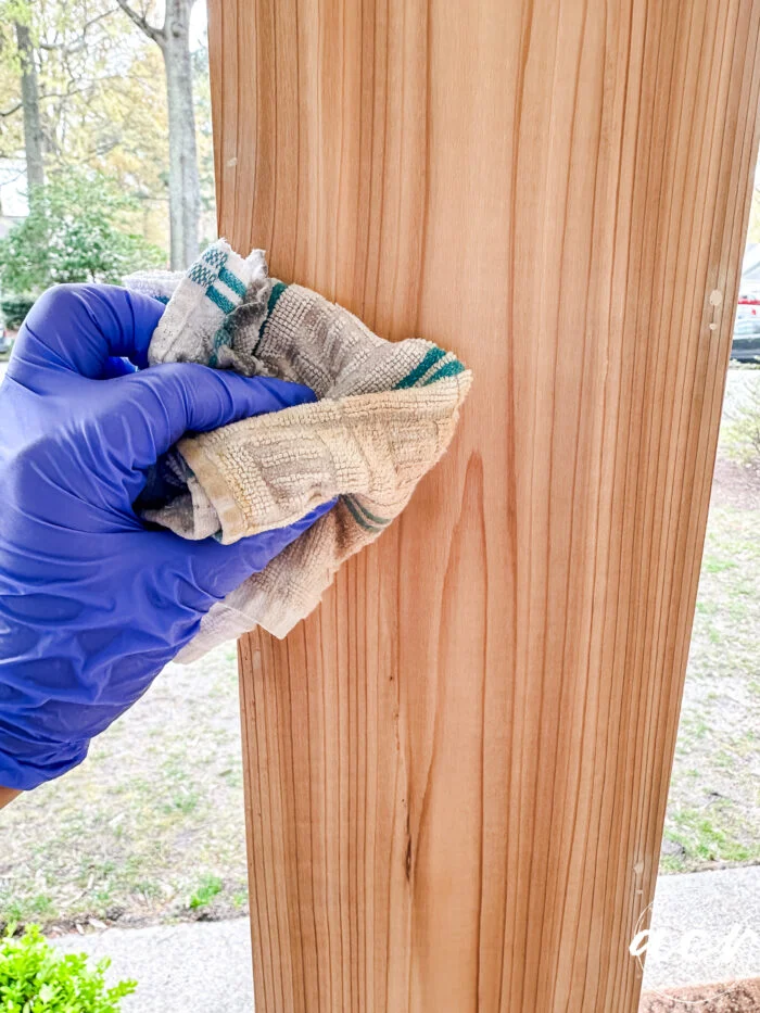 wiping pre stain on column