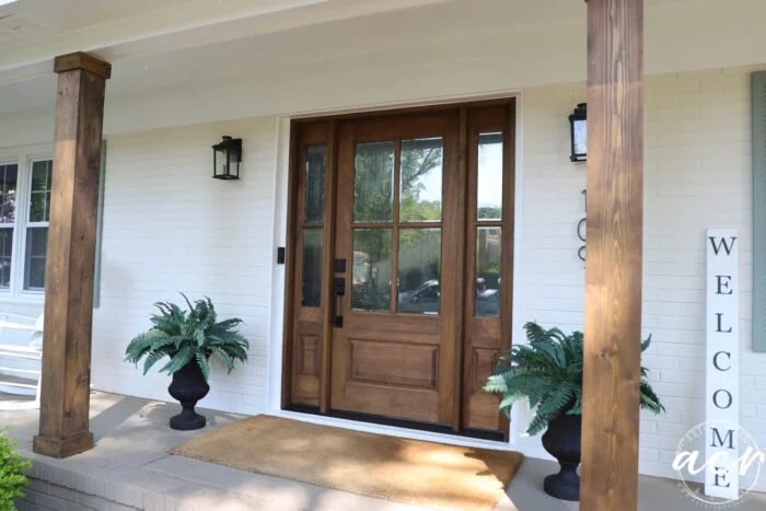 front door with two columns