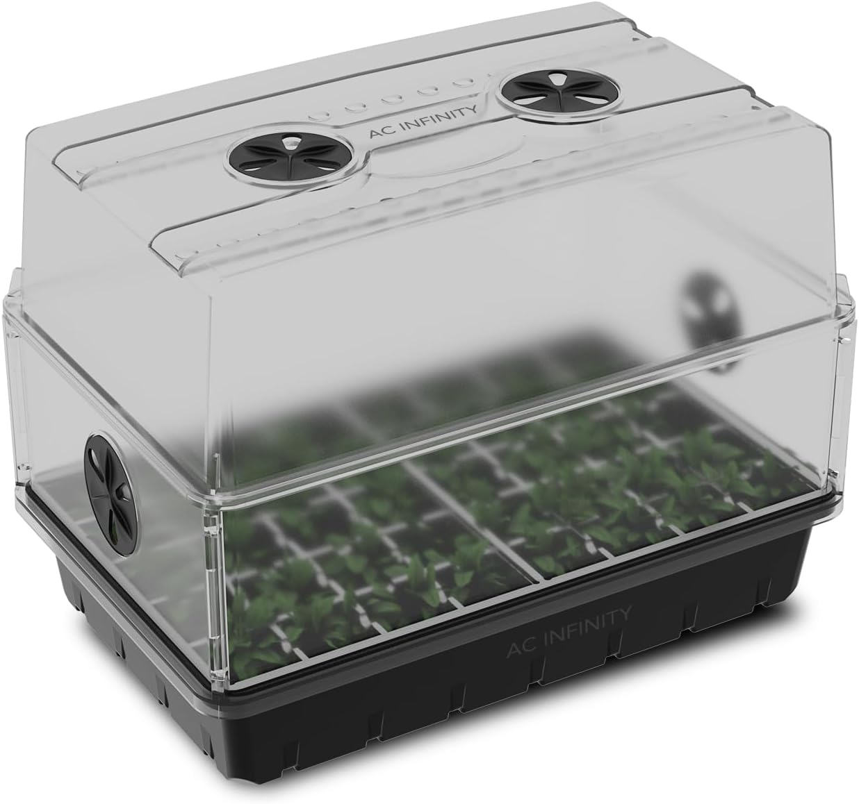 ac infinity humidity dome, heavy-duty germination kit with 3 mm thickest dome, sturdy drip tray, 5x8 cell seedling tray, vented height extension panels, for seed starting, propagation, cloning plants