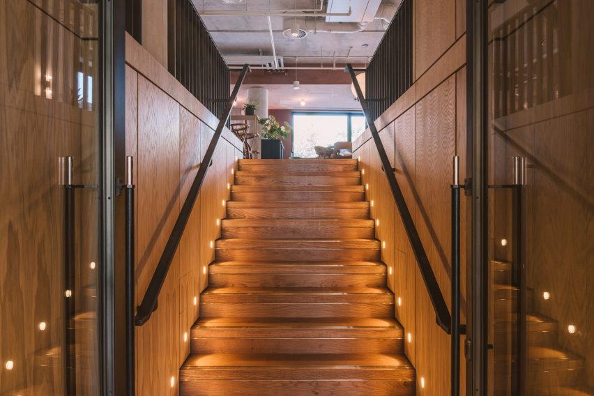 timber-clad staircase