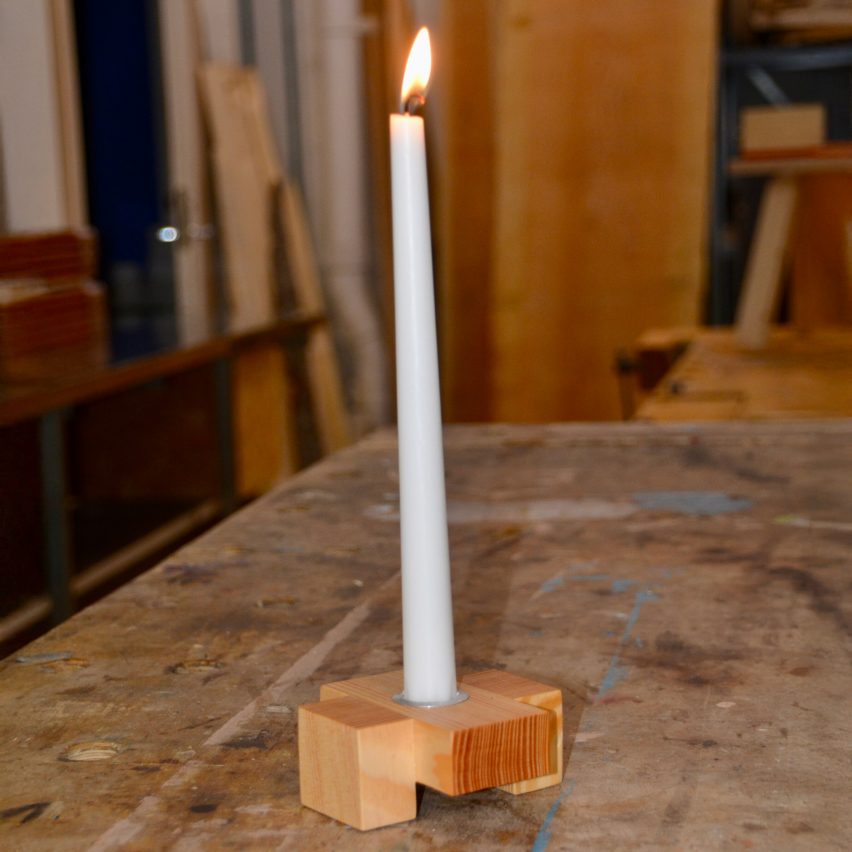 wooden candleholder by carlo raymann 