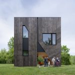 Forma lifts Hudson Valley cedar-clad cubic house on angled legs Forma lifts Hudson Valley cedar-clad cubic house on angled legs