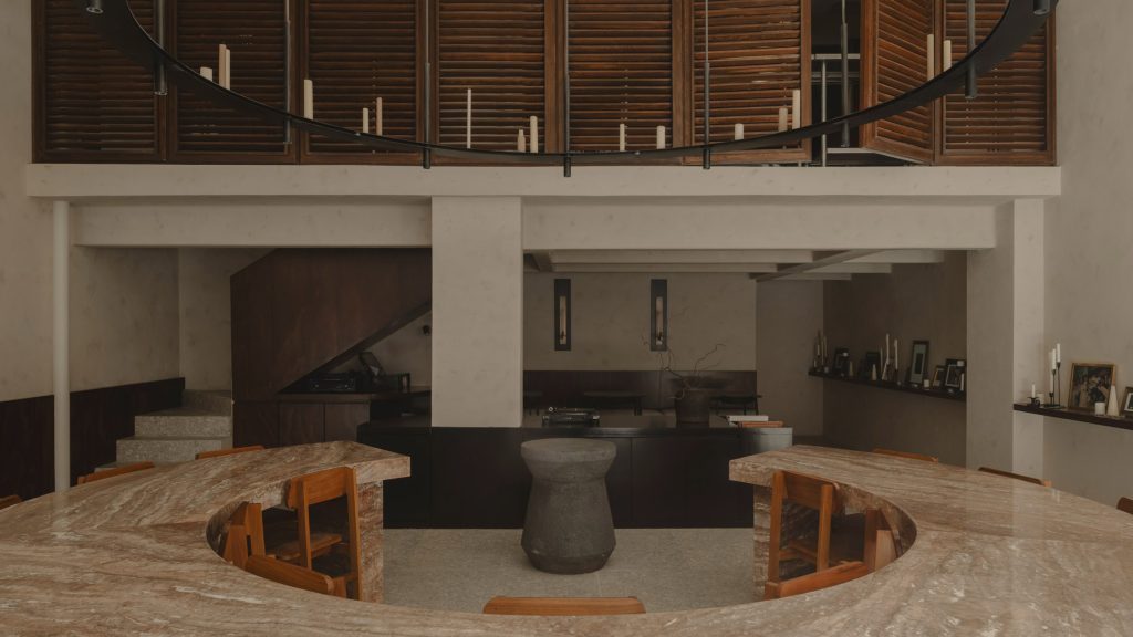Worc Studio centres a circular stone table at Mexico City restaurant