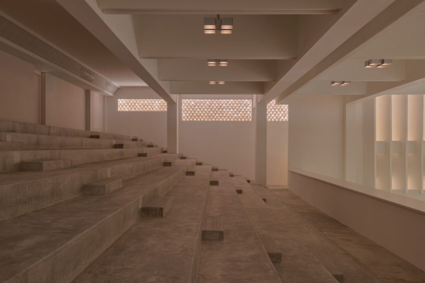 concrete seats at new bahru hall