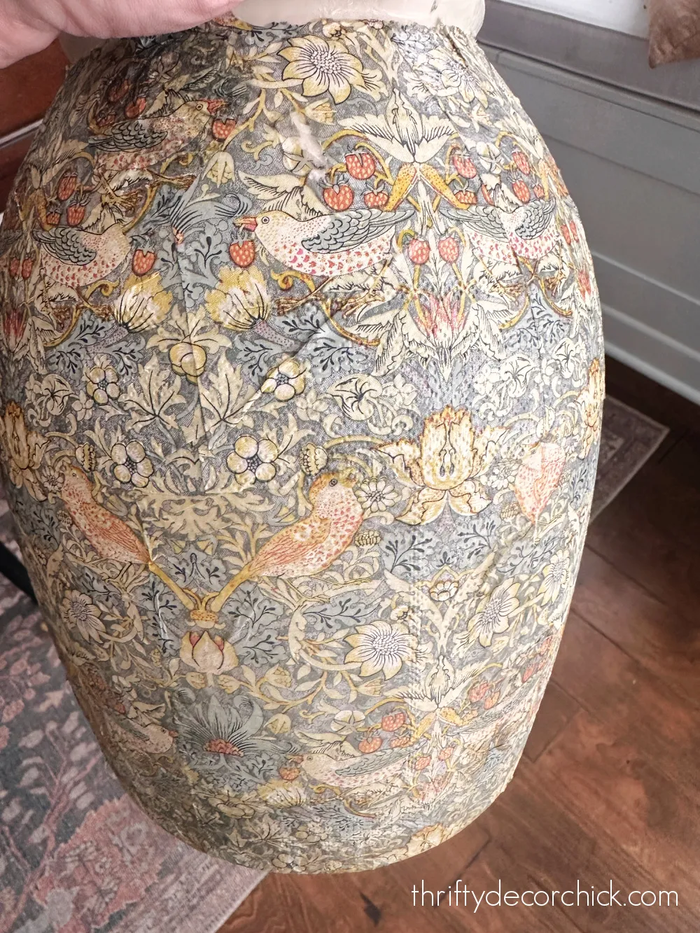 decoupage napkin on vase
