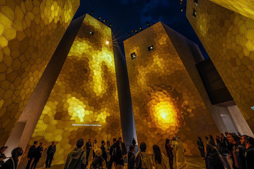 projections on the saudi arabia pavilion at expo 2025 osaka
