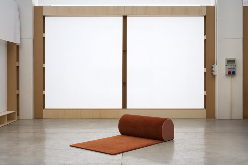 sabine marcelis-designed roll rug and sofa