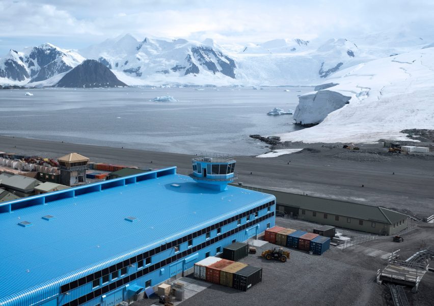 control tower alongside antarctic airstrip
