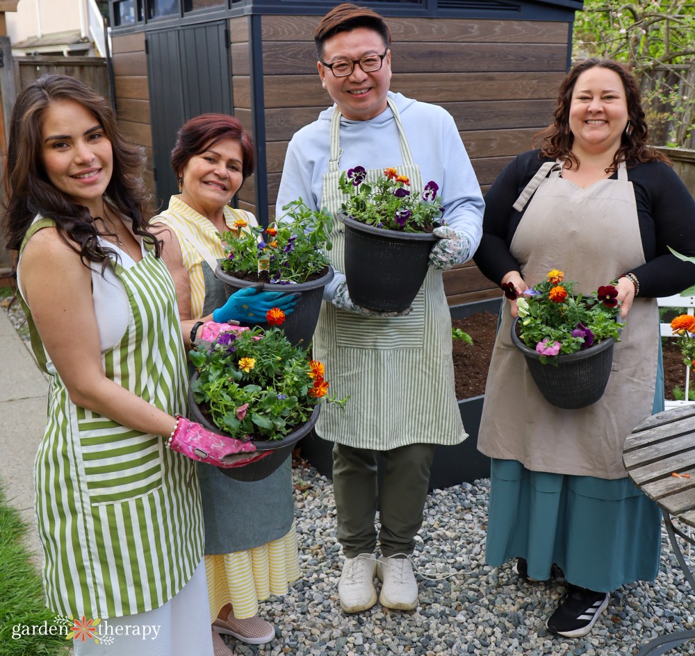 planting party friends with their finished containers