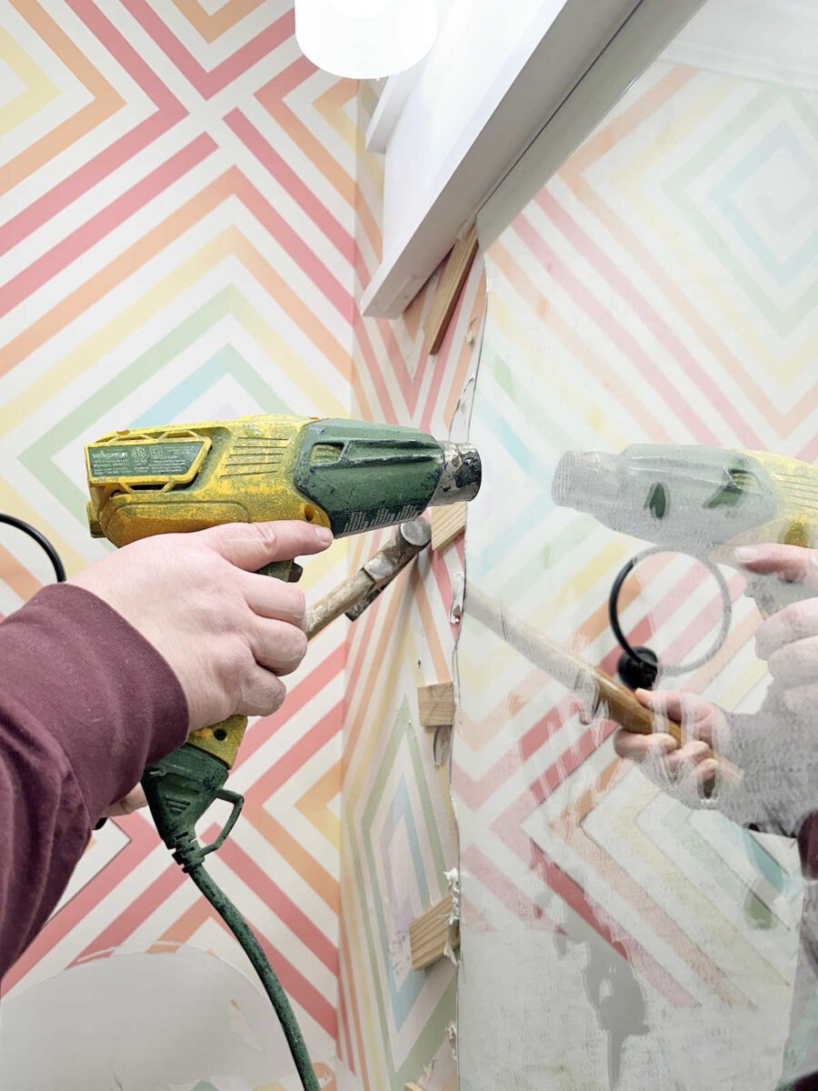 studio bathroom - mirror removal and wall prep 1 how to remove a bathroom mirror that's glued to the wall.