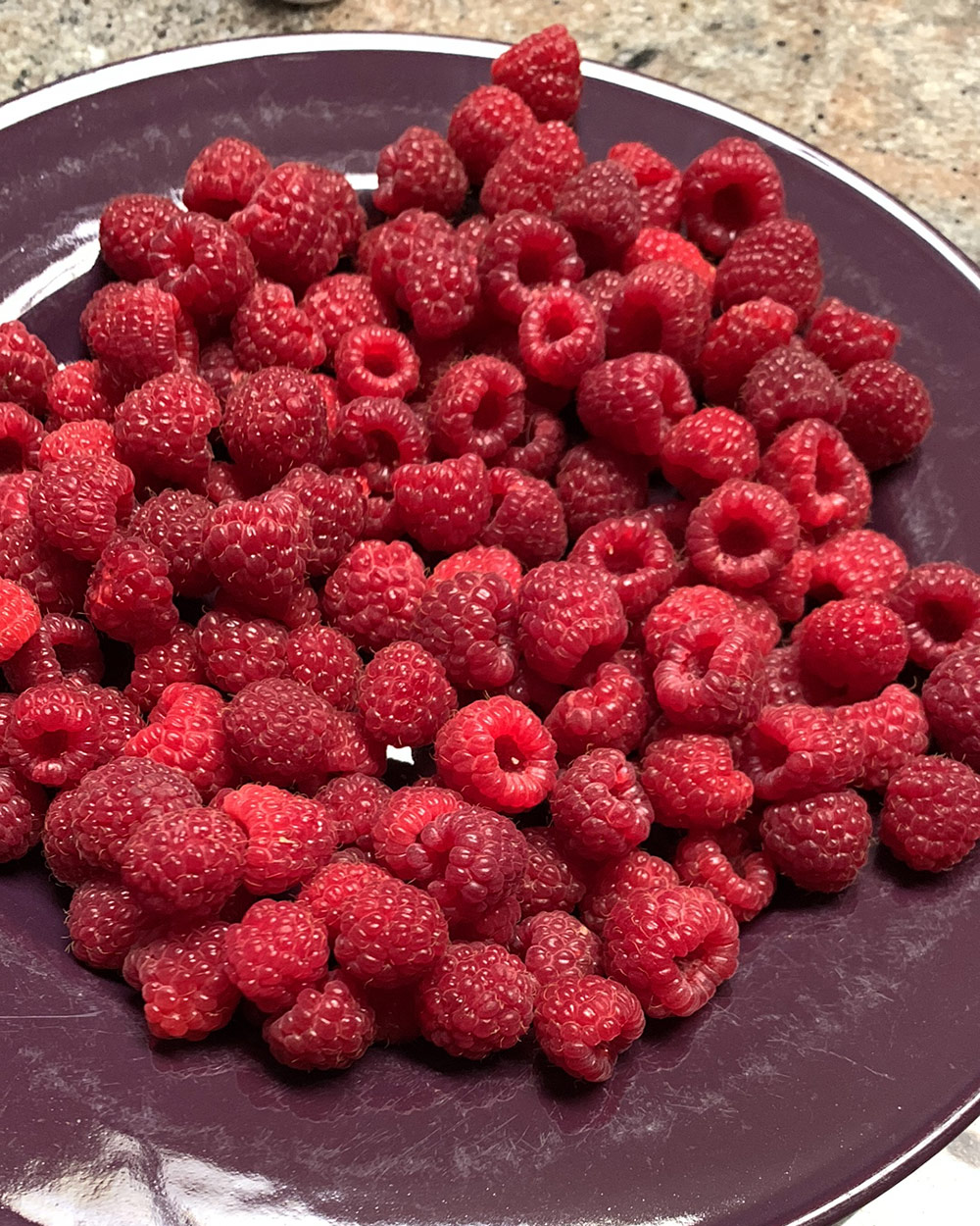 plate of brandywine raspberries