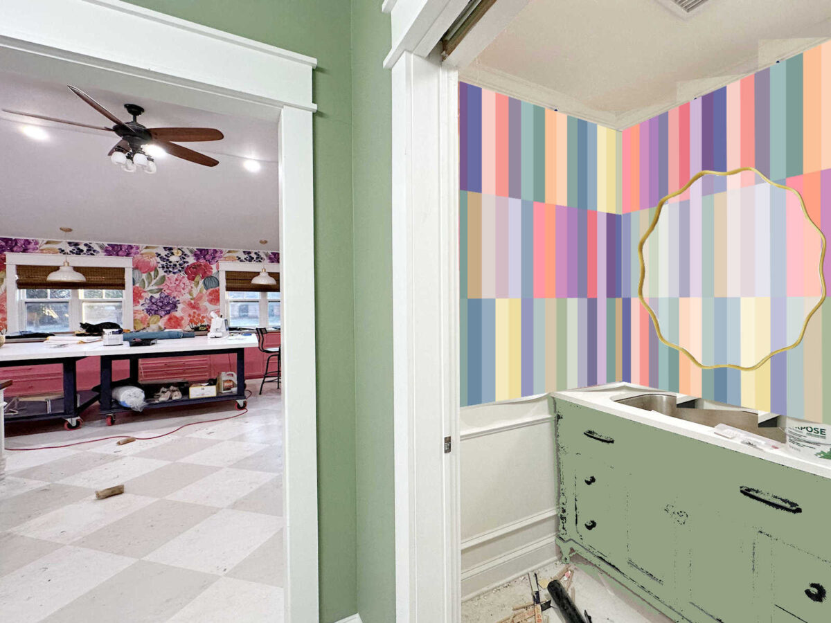 studio bathroom - can the wallpaper be salvaged? one idea that might work