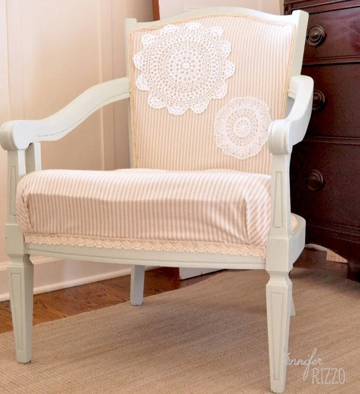 Embellishing an Upholstered Chair with Doilies