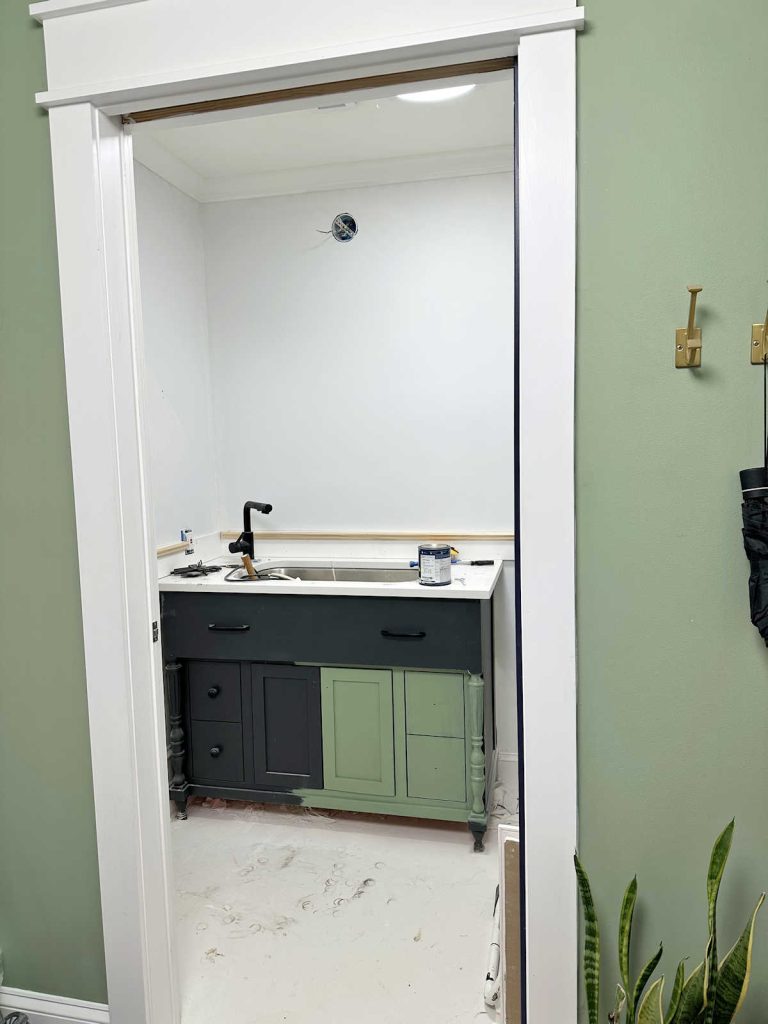 Studio Bathroom Details – New Vanity Color, Faucet, Mirror, and Ceiling Light