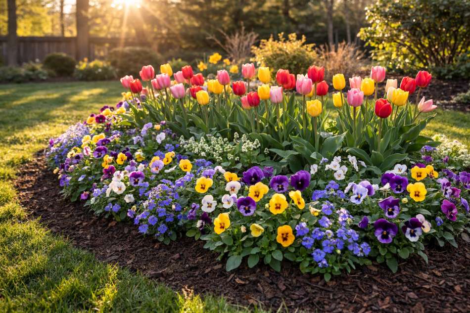 26 beautiful spring flower bed ideas for your garden 70 mixed height spring flower bed