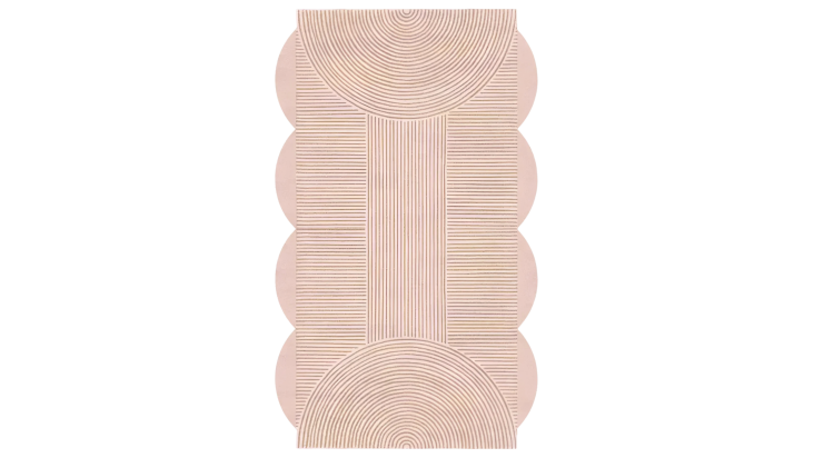 pink scallop arch geometric hand tufted wool rug 1