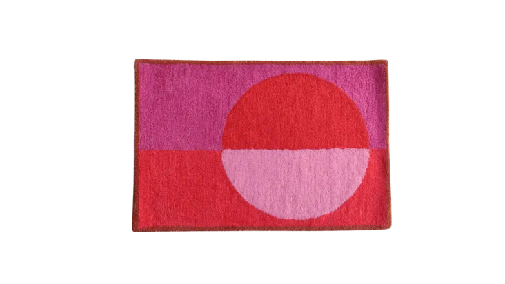golden trim minimalist geometric hand tufted rug pink 1