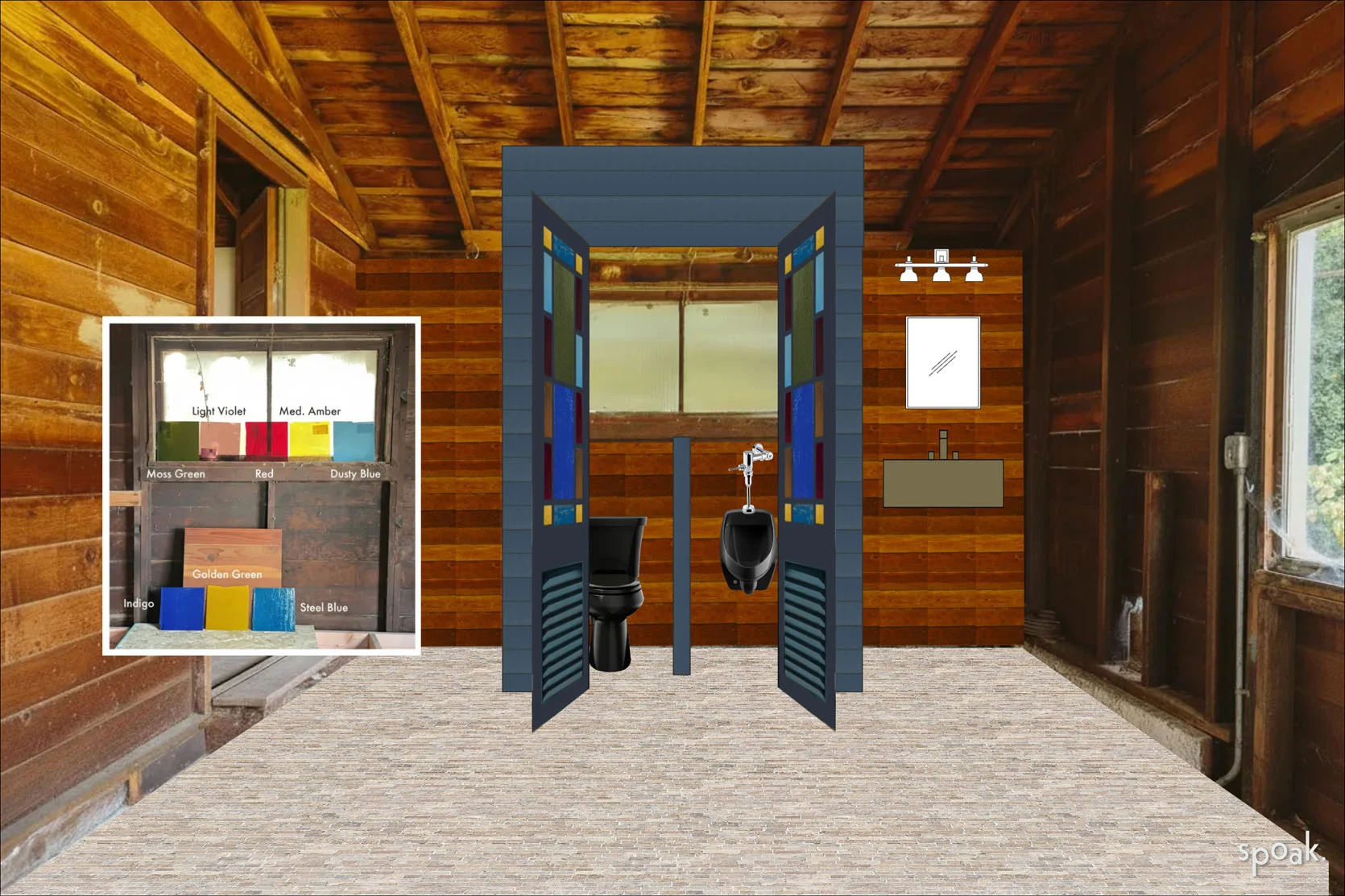 finalizing the guest cottage bathroom layout + vote for your favorite!!