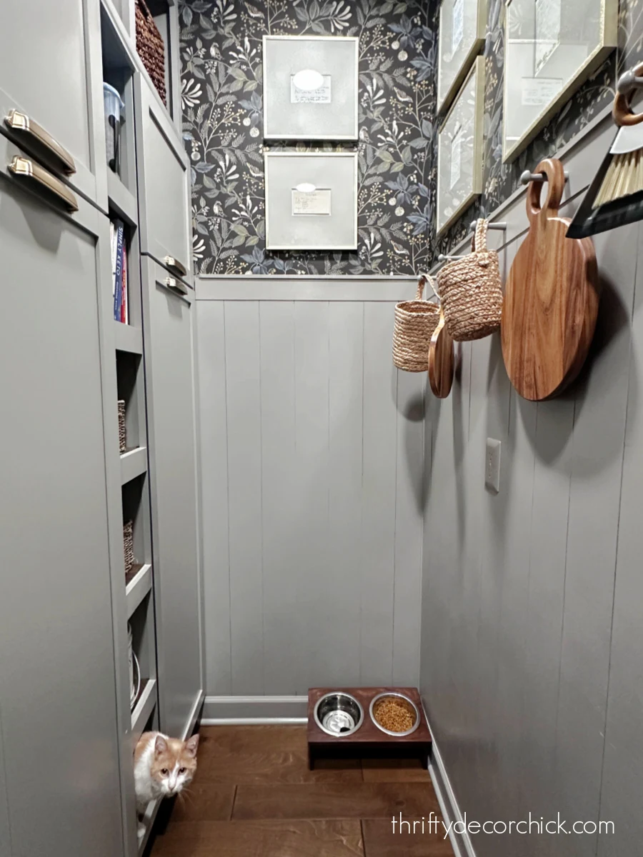 long pantry with tall cabinets