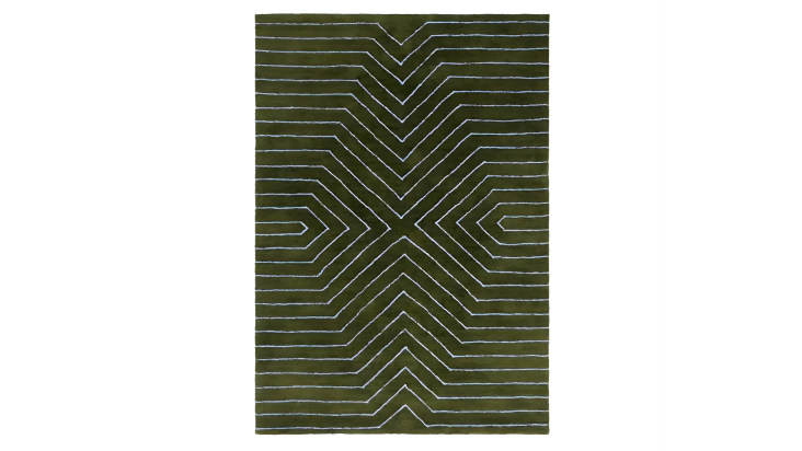 moss green geometric hand tufted wool rug 2