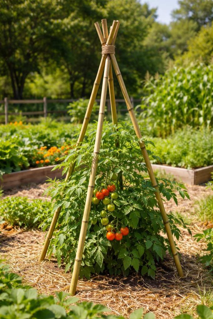 diy bamboo tomato trellis - how to build 1 bamboo tomato trellis