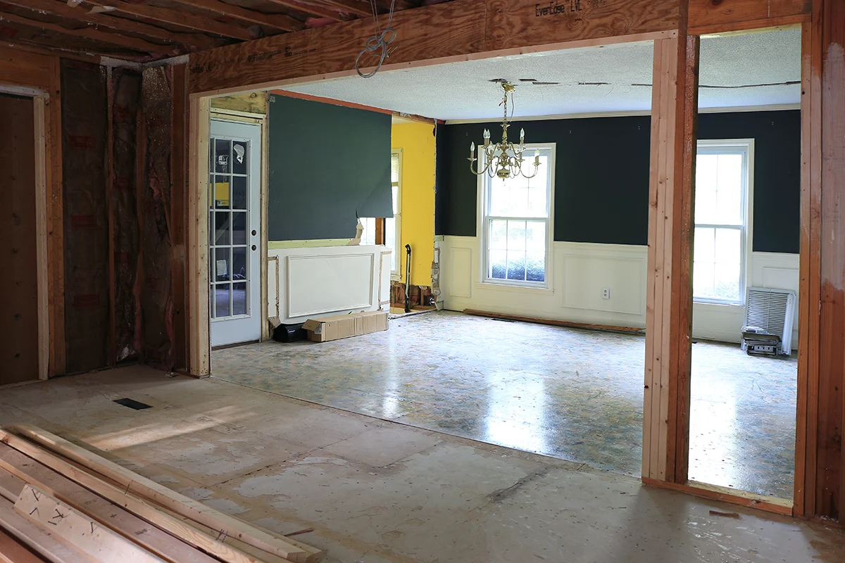 bare room with joists showing. renovation pictures