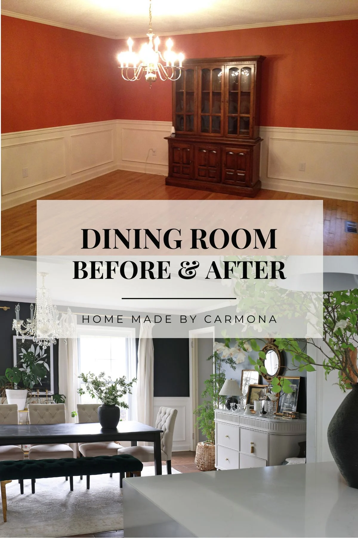 dining room before and after side by side