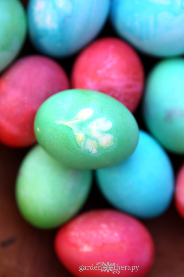 leaf imprint easter eggs