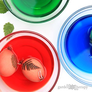 botanical leaf imprint easter eggs