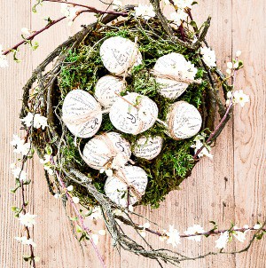 botanical leaf imprint easter eggs
