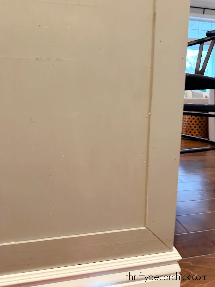 how to add custom diy details to a builder basic kitchen island | thrifty decor chick 4 adding trim to side of island