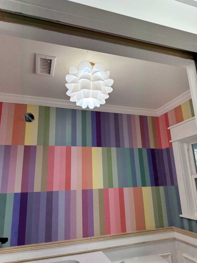 Studio Bathroom Progress – New Ceiling Light & Painted Vanity