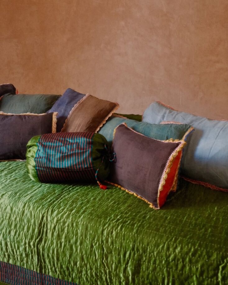 the collection includes several one of a kind, hand stitched quilts of mashru,  20