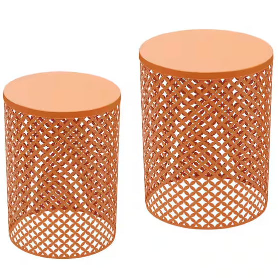orange outdoor side table from home depot