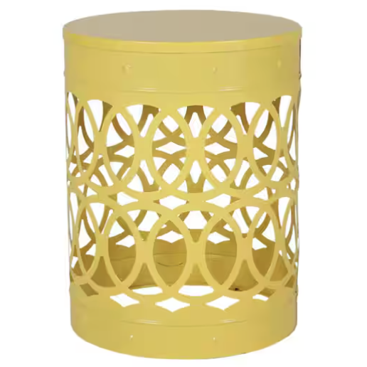 yellow metal outdoor side table from home depot
